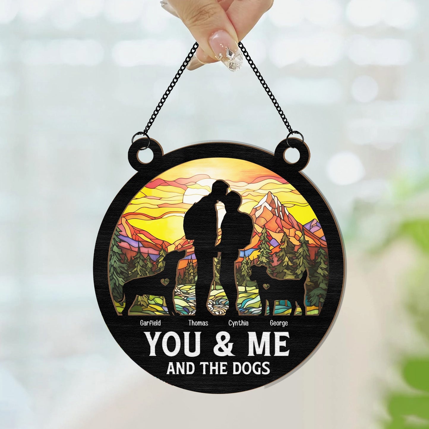 Personalized 'You & Me And The Dogs' Suncatcher for Couples & Dog Lovers