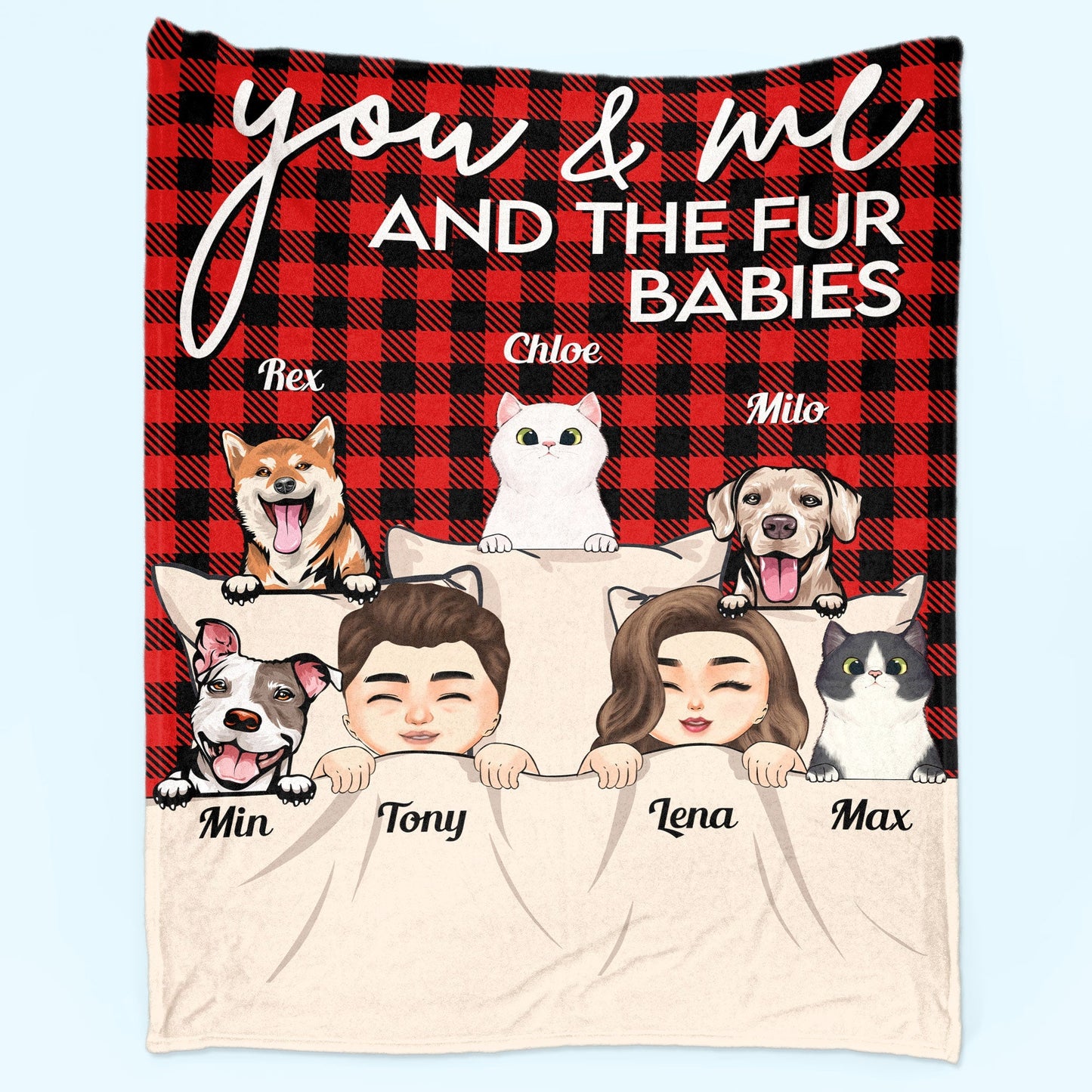 Custom 'You & Me And The Fur Babies' Pet Blanket - Personalized Gift for Couples