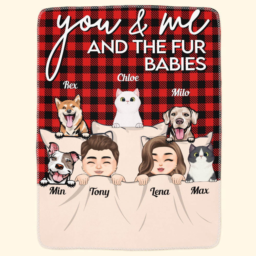 Custom 'You & Me And The Fur Babies' Pet Blanket - Personalized Gift for Couples
