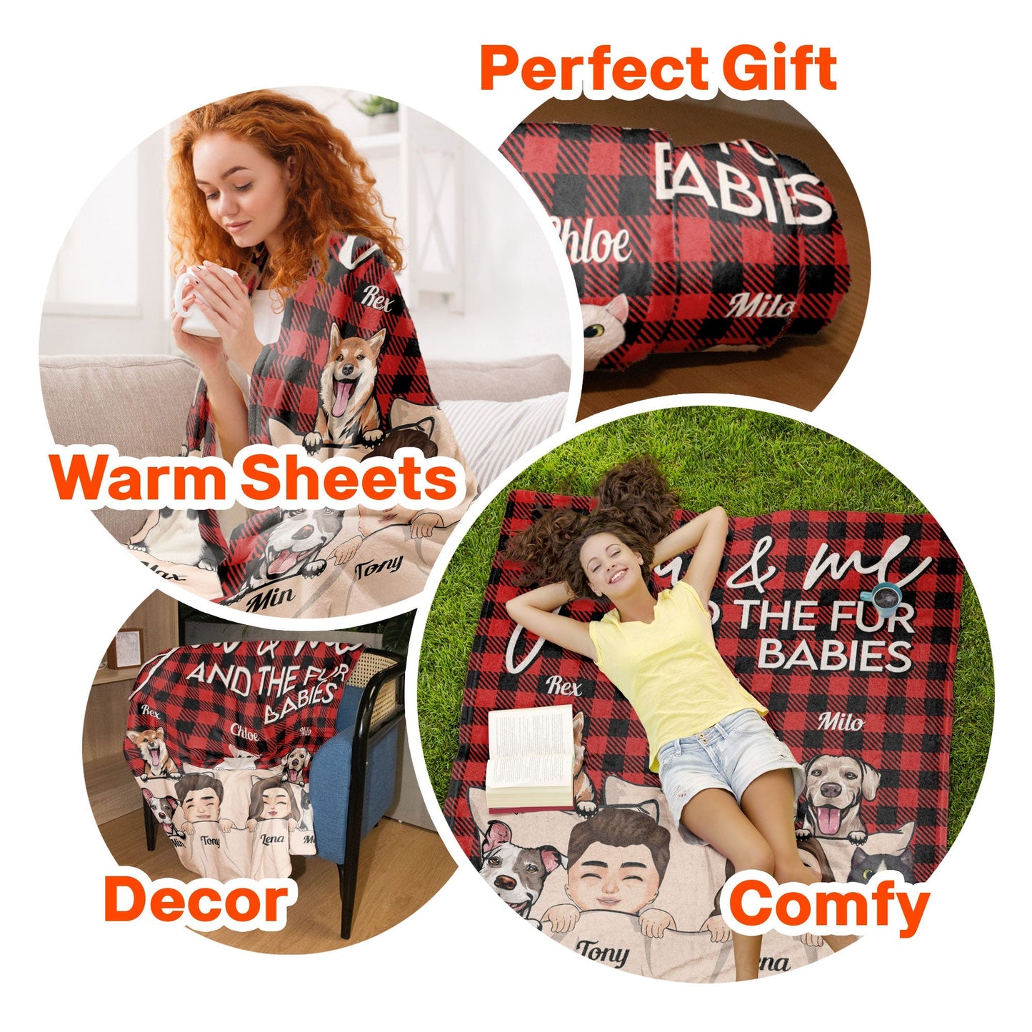 Custom 'You & Me And The Fur Babies' Pet Blanket - Personalized Gift for Couples