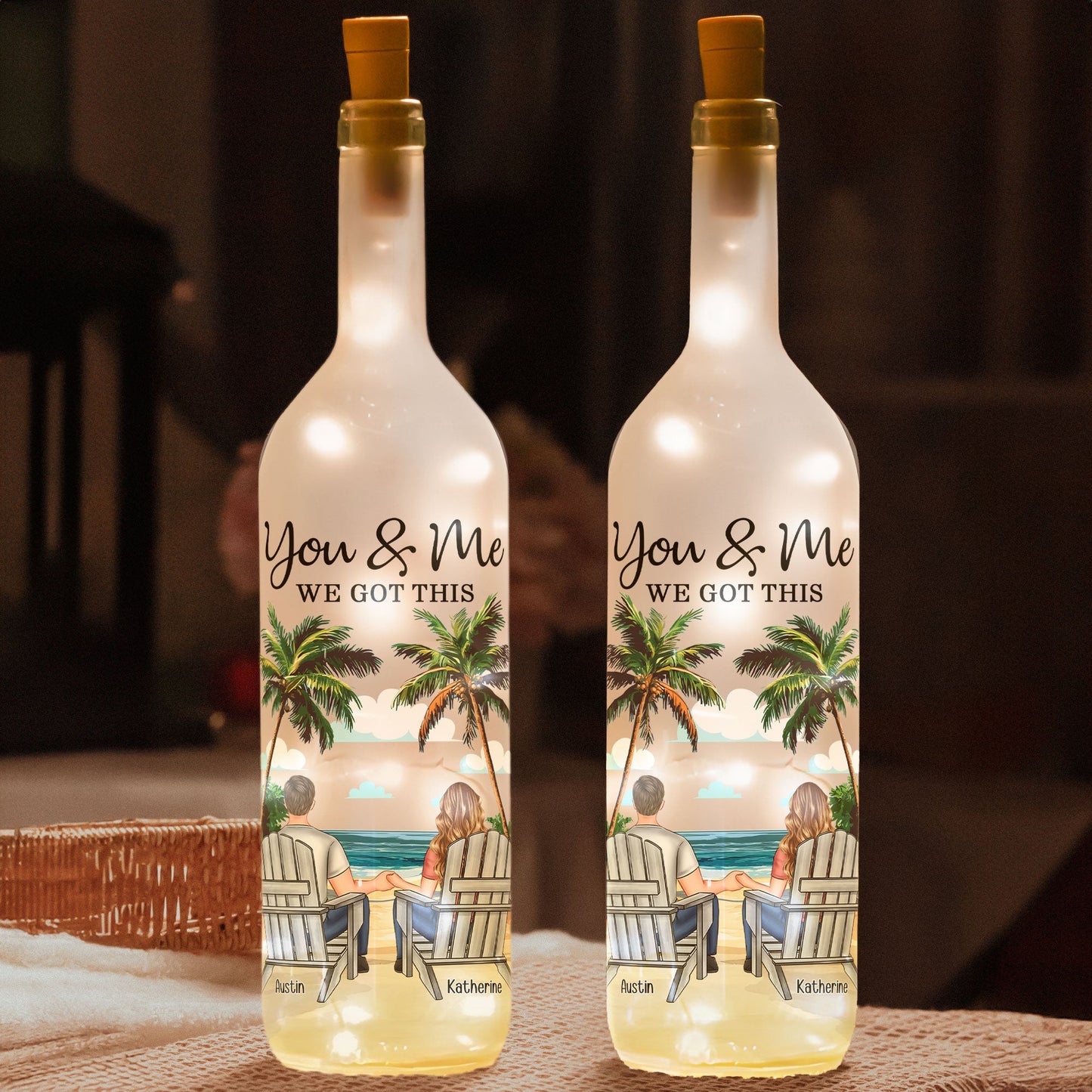 Heartfelt 'You & Me We Got This' Personalized Couple Bottle Light