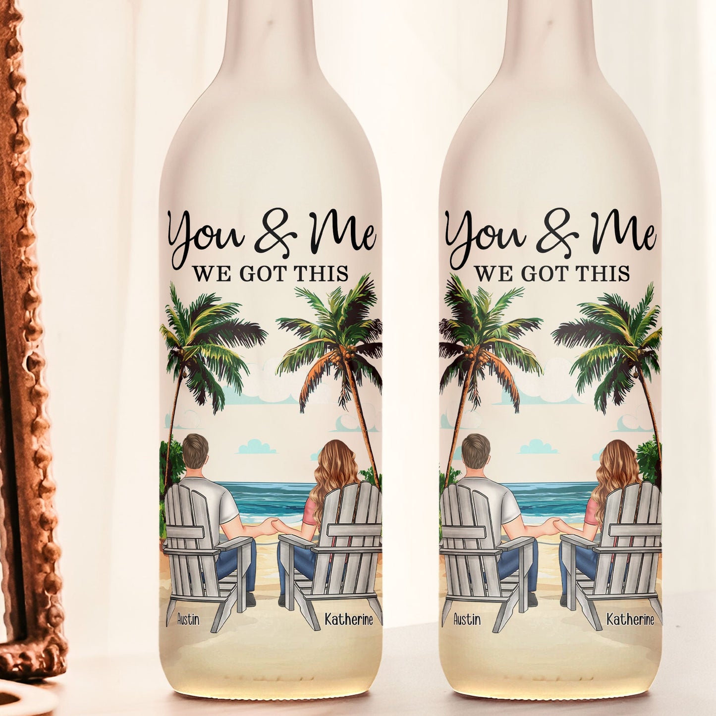 Heartfelt 'You & Me We Got This' Personalized Couple Bottle Light