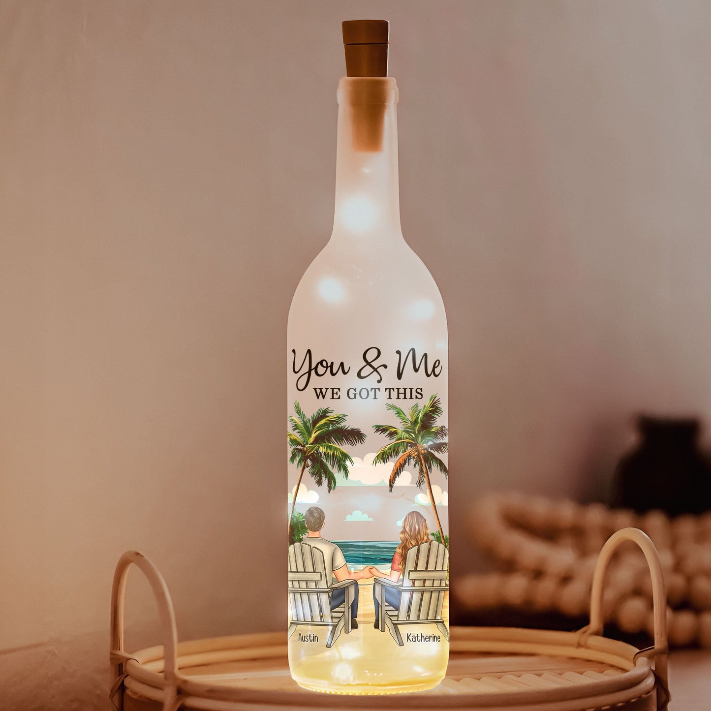 Heartfelt 'You & Me We Got This' Personalized Couple Bottle Light