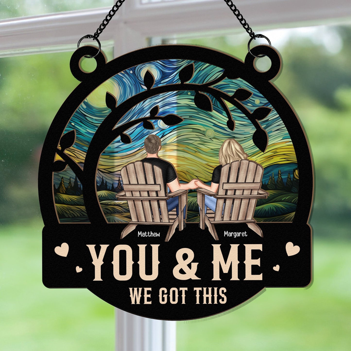 Custom 'You & Me We Got This' Suncatcher Ornament for Couples & Anniversary
