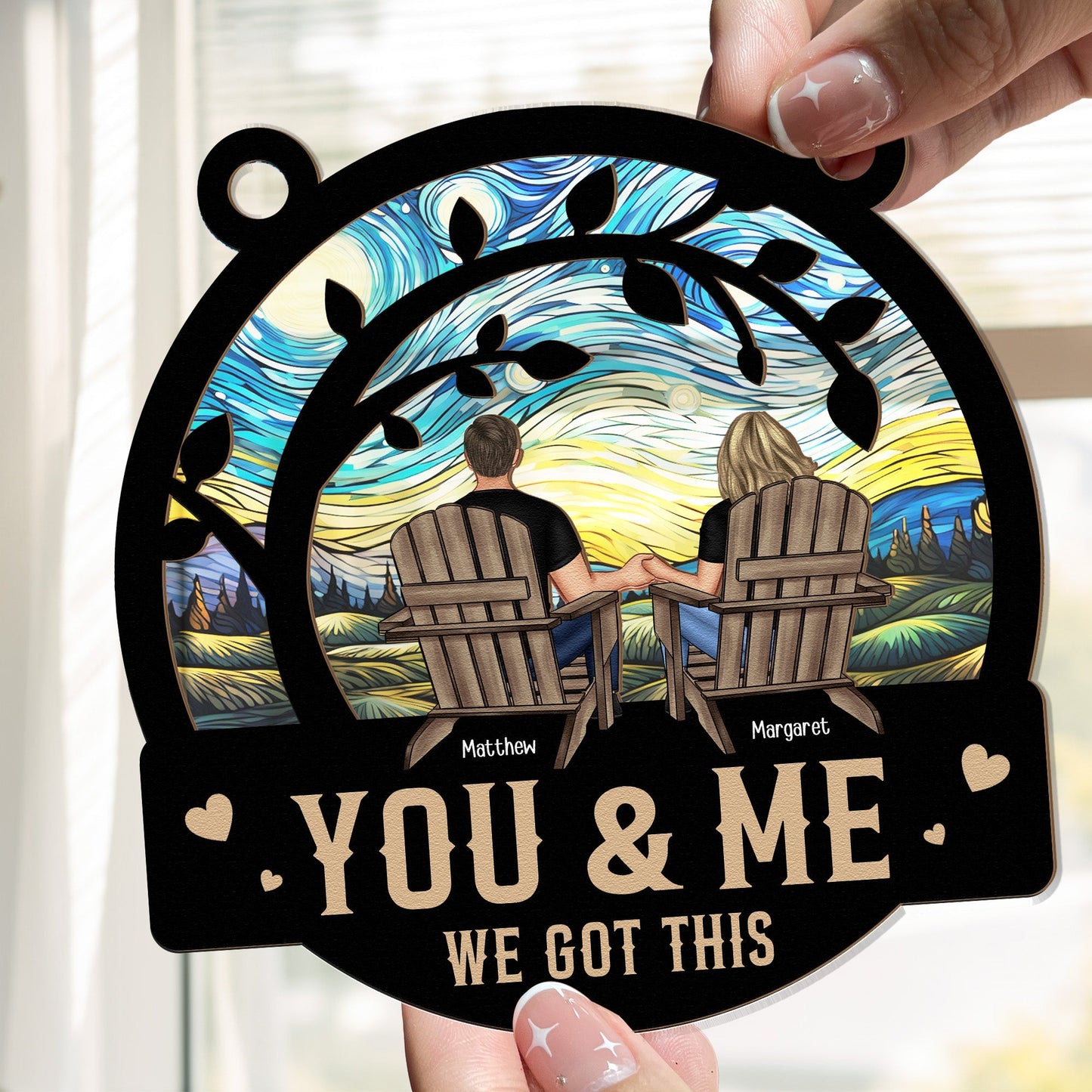 Custom 'You & Me We Got This' Suncatcher Ornament for Couples & Anniversary