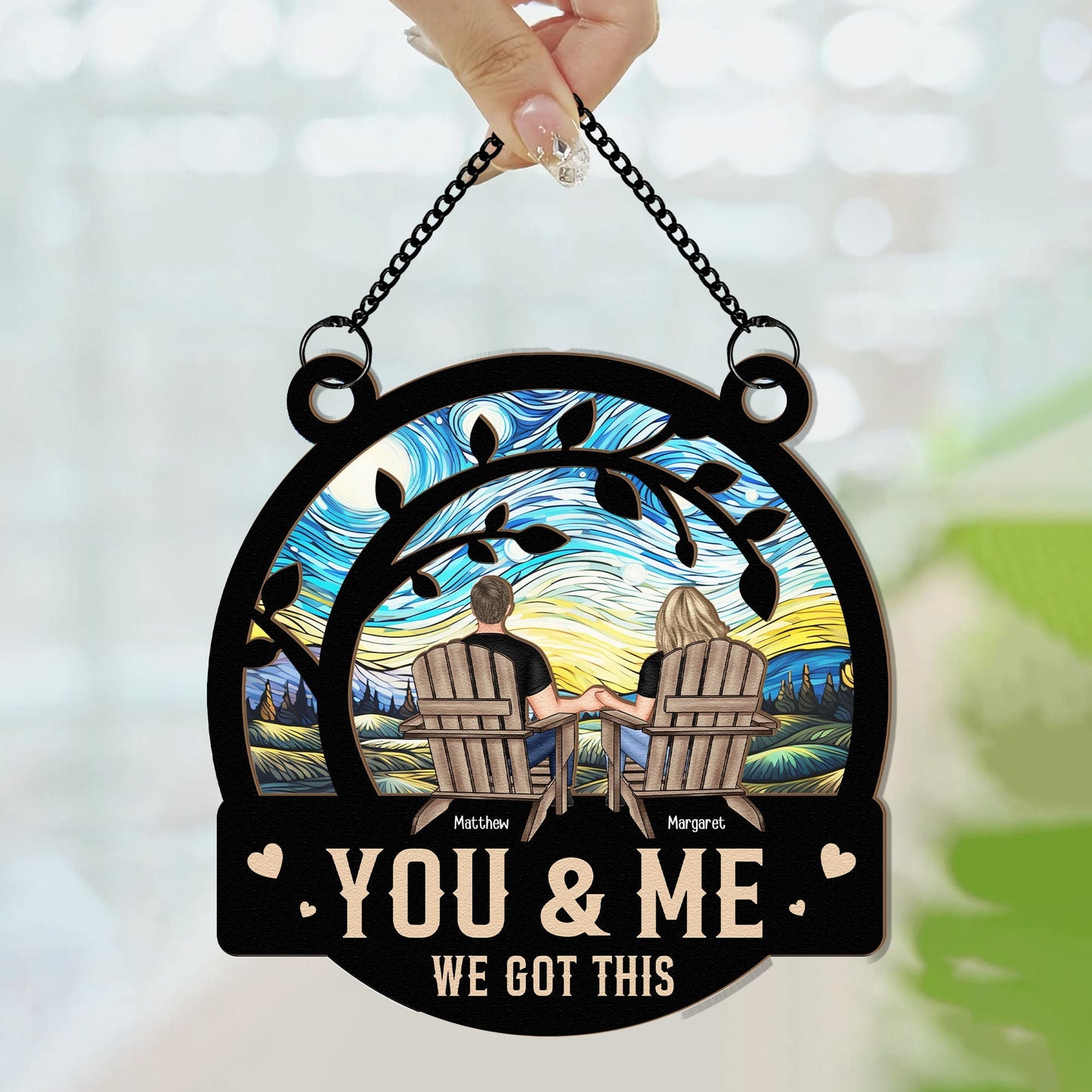 Custom 'You & Me We Got This' Suncatcher Ornament for Couples & Anniversary