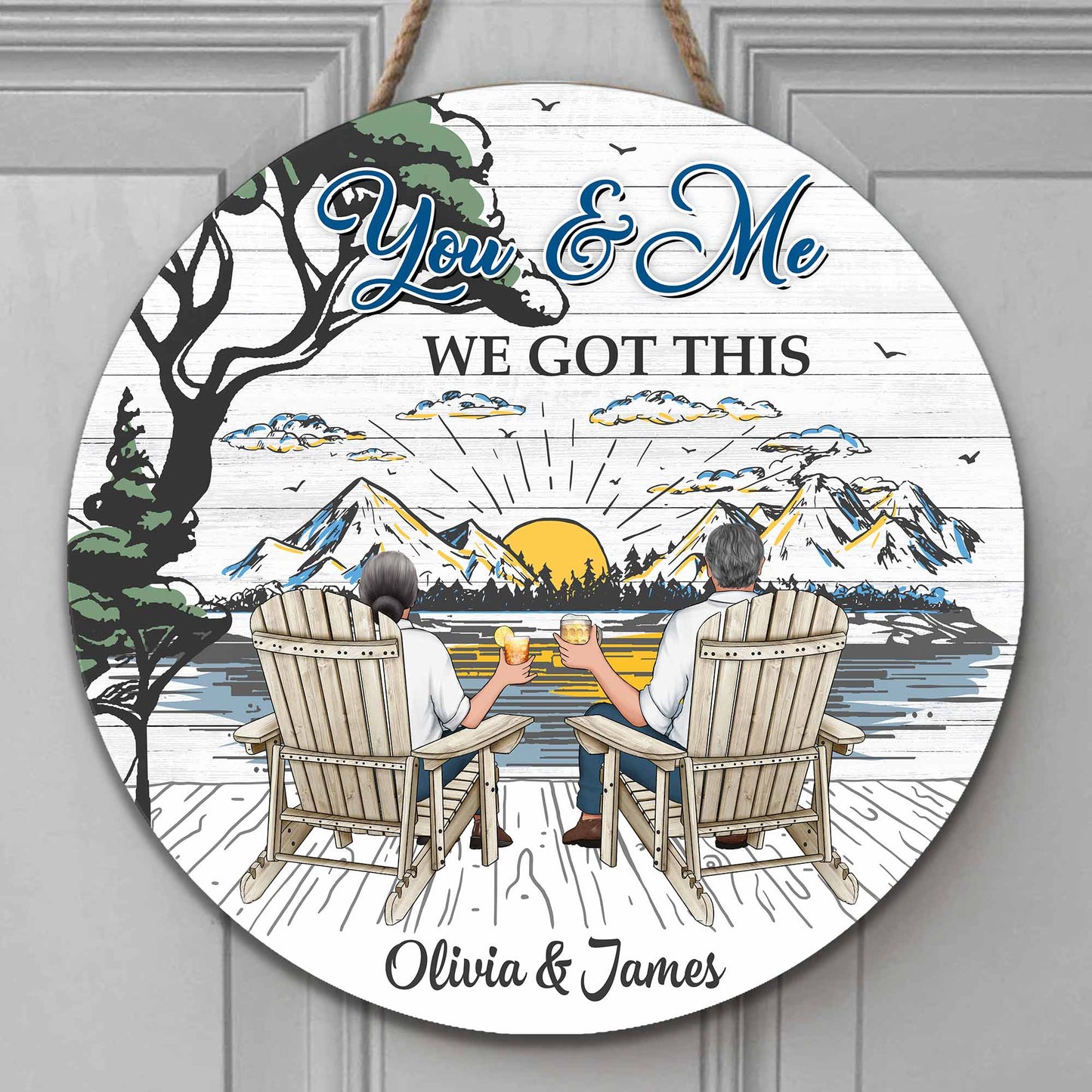 Custom 'You & Me We Got This' Lake View Wood Sign for Couples & Anniversaries