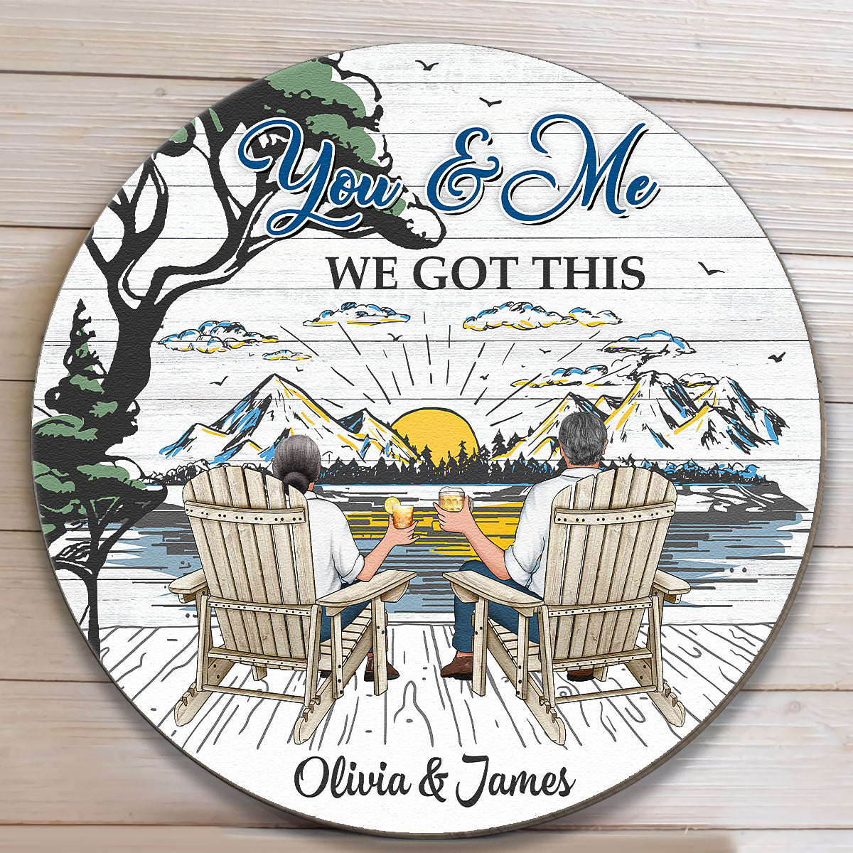 Custom 'You & Me We Got This' Lake View Wood Sign for Couples & Anniversaries
