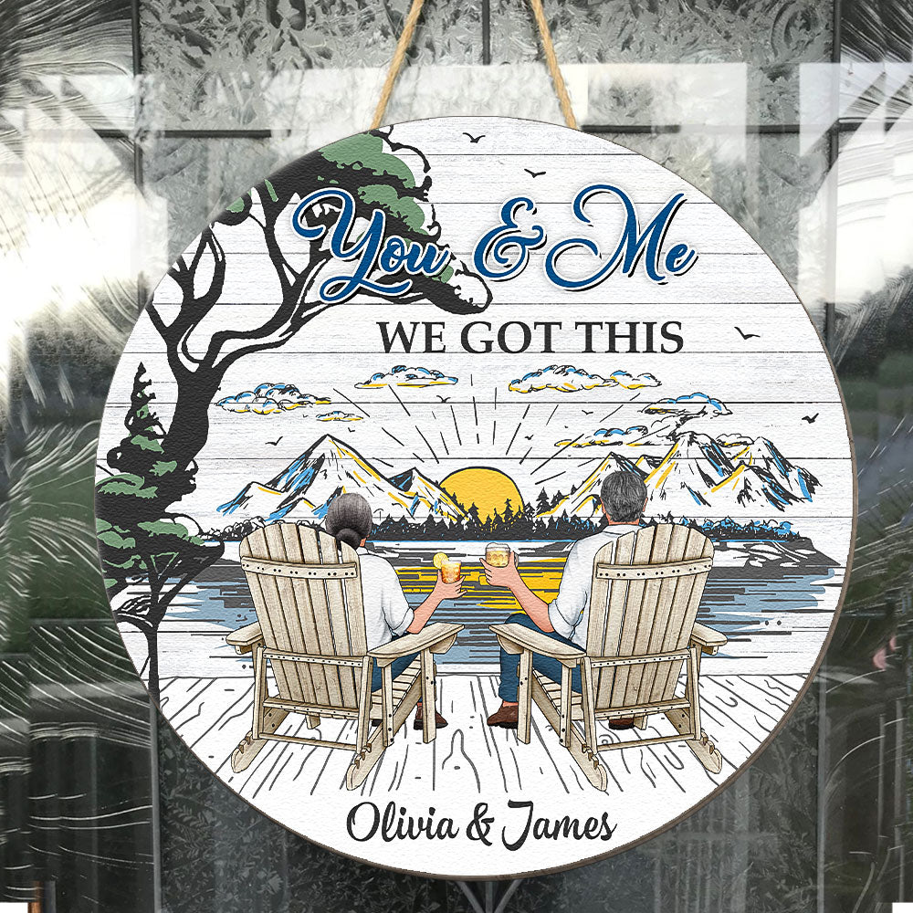 Custom 'You & Me We Got This' Lake View Wood Sign for Couples & Anniversaries