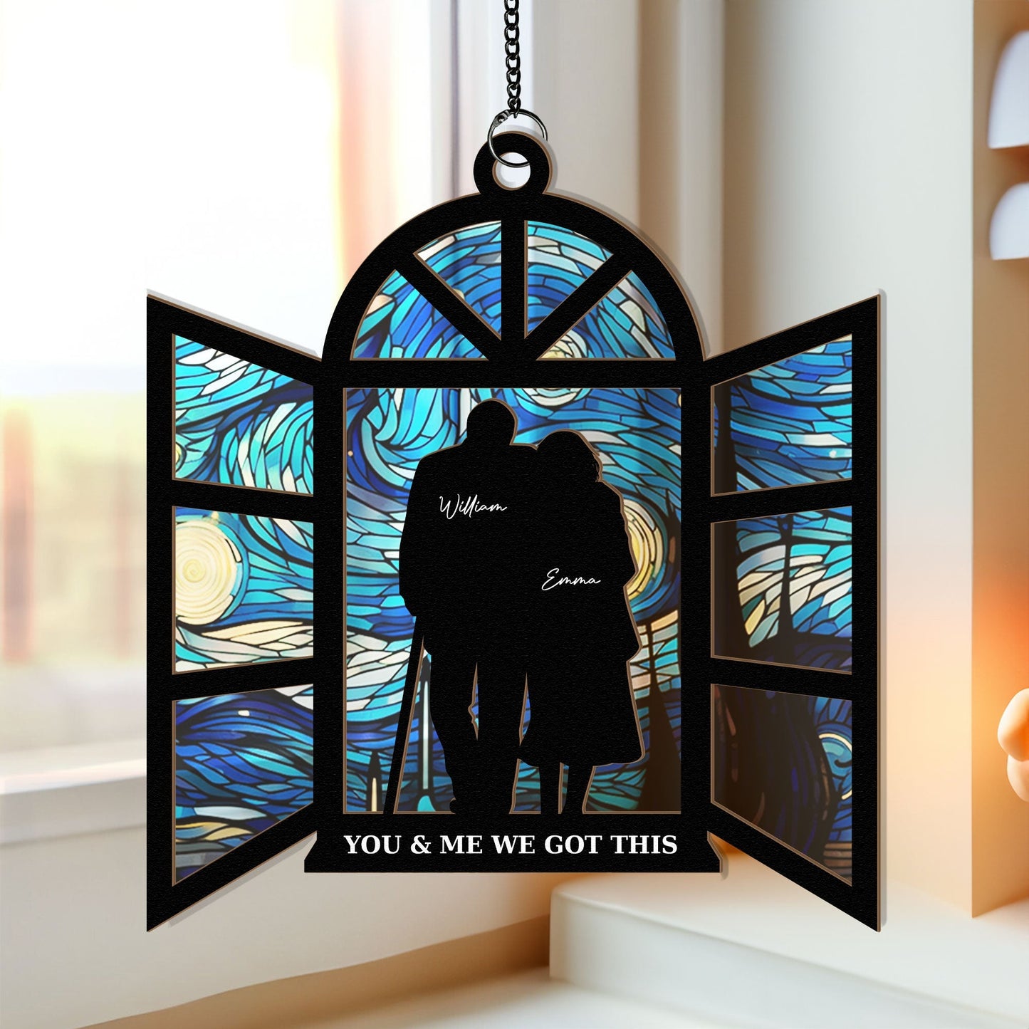 Personalized "You & Me We Got This" Couple Anniversary Suncatcher Ornament