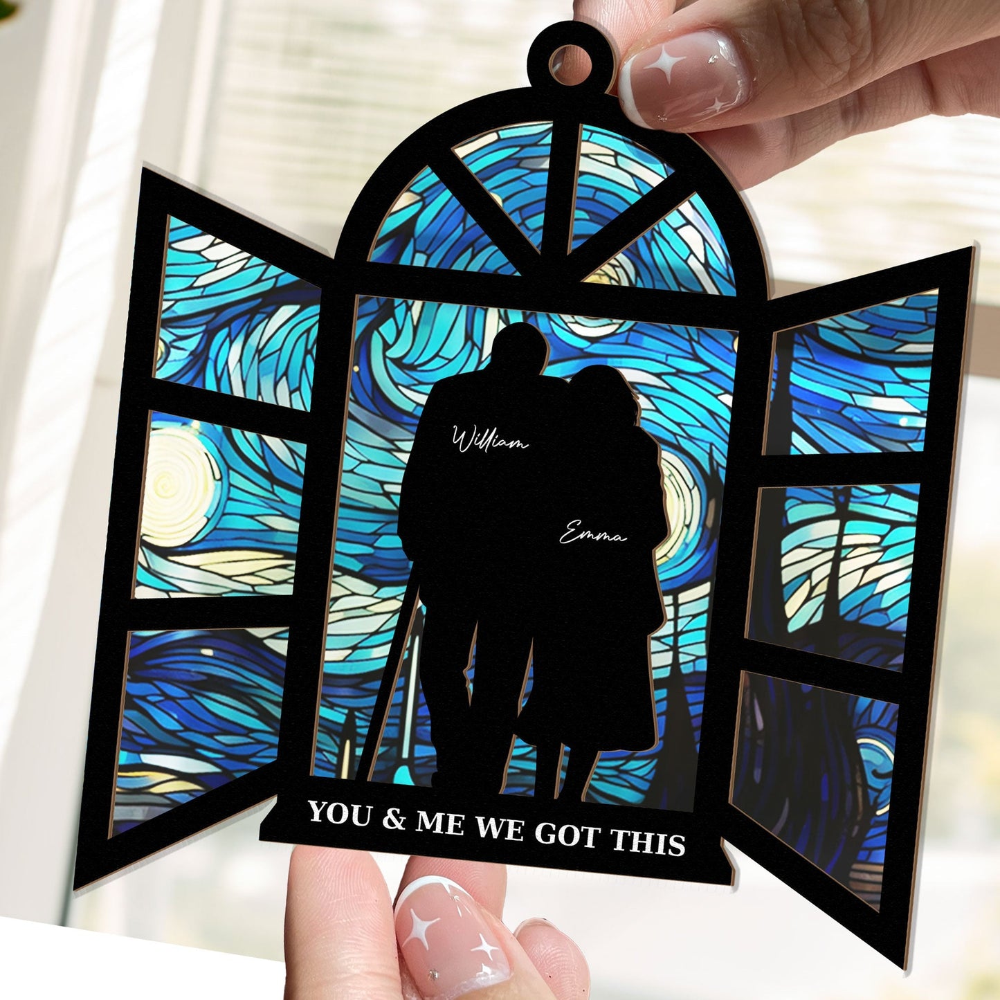 Personalized "You & Me We Got This" Couple Anniversary Suncatcher Ornament