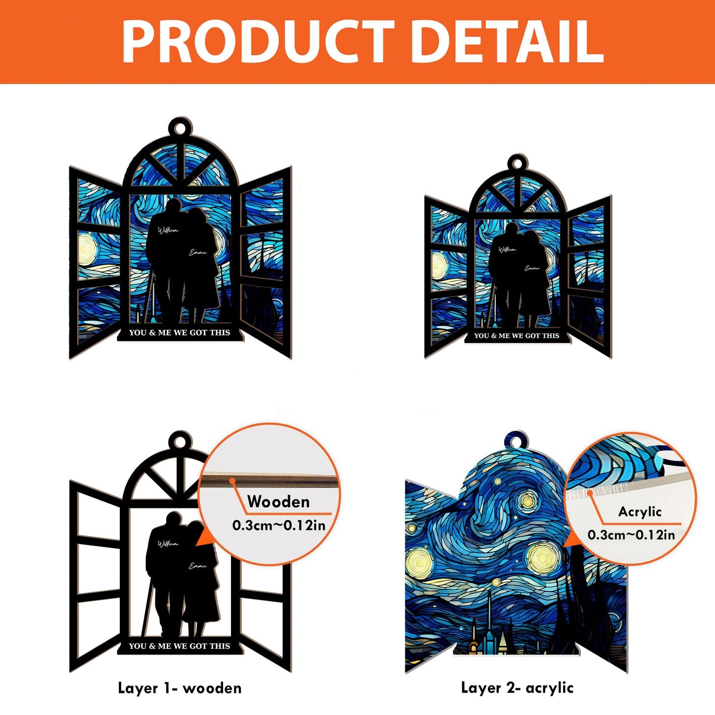 Personalized "You & Me We Got This" Couple Anniversary Suncatcher Ornament