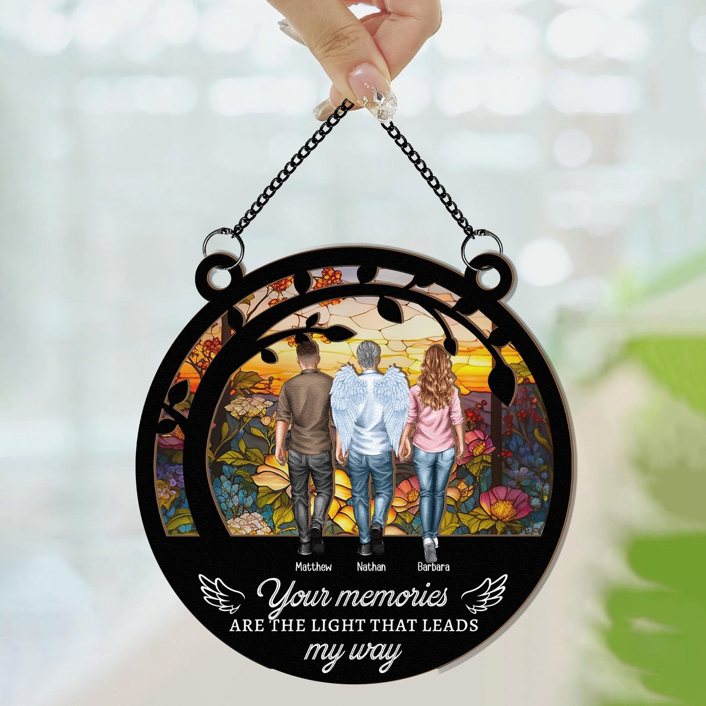 Heartfelt Personalized Memorial For Loved One Suncatcher: Your Memories Lead My Way