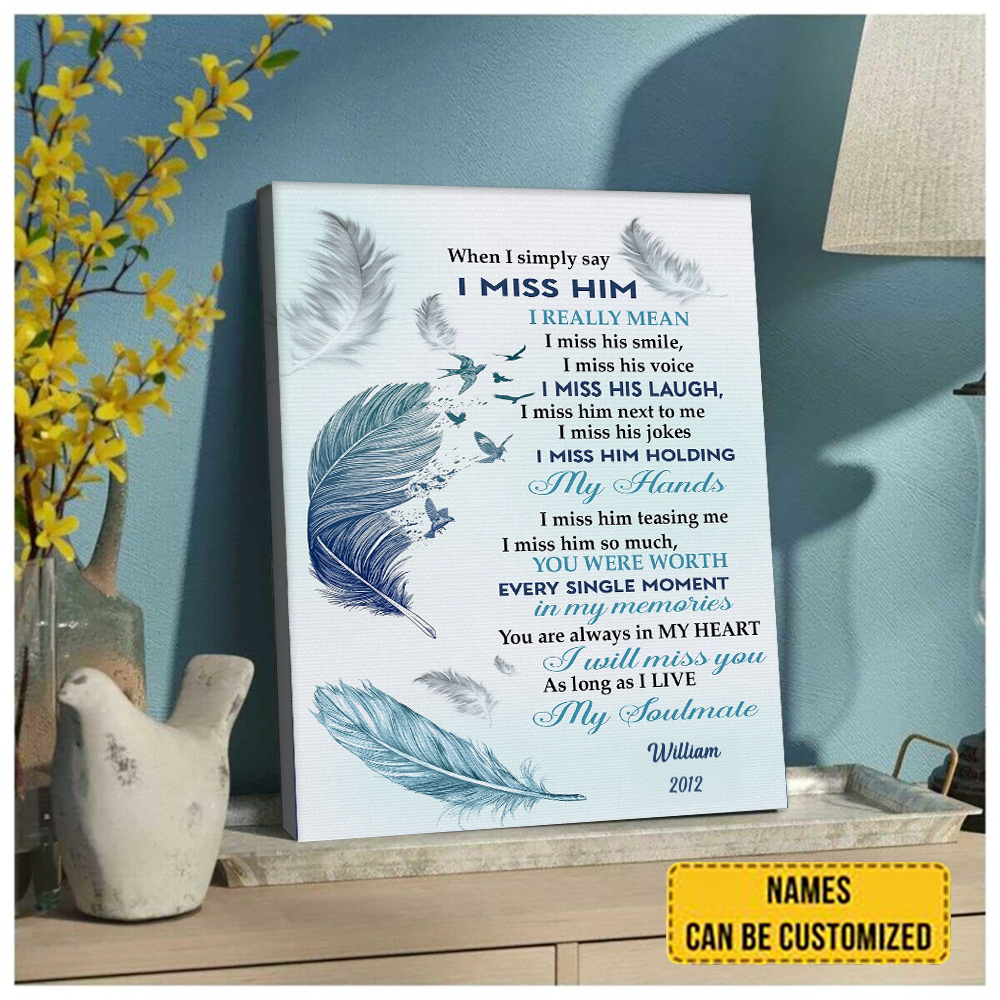 Heartfelt Custom 'I Miss Him' Canvas - Soulmate Husband Remembrance Gift