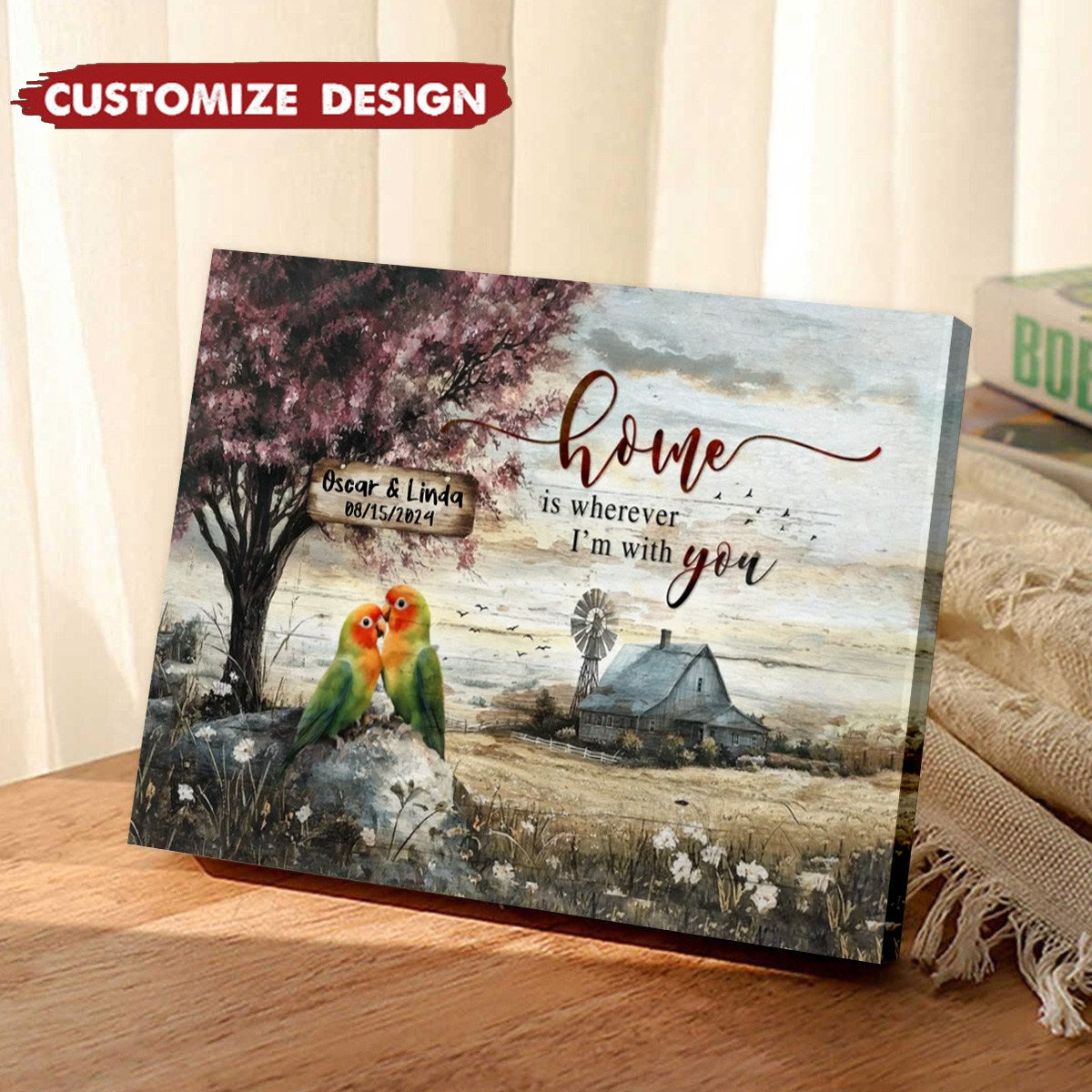 Personalized 'Home Is Wherever I'm With You' Canvas / Poster Wall Art for Couples