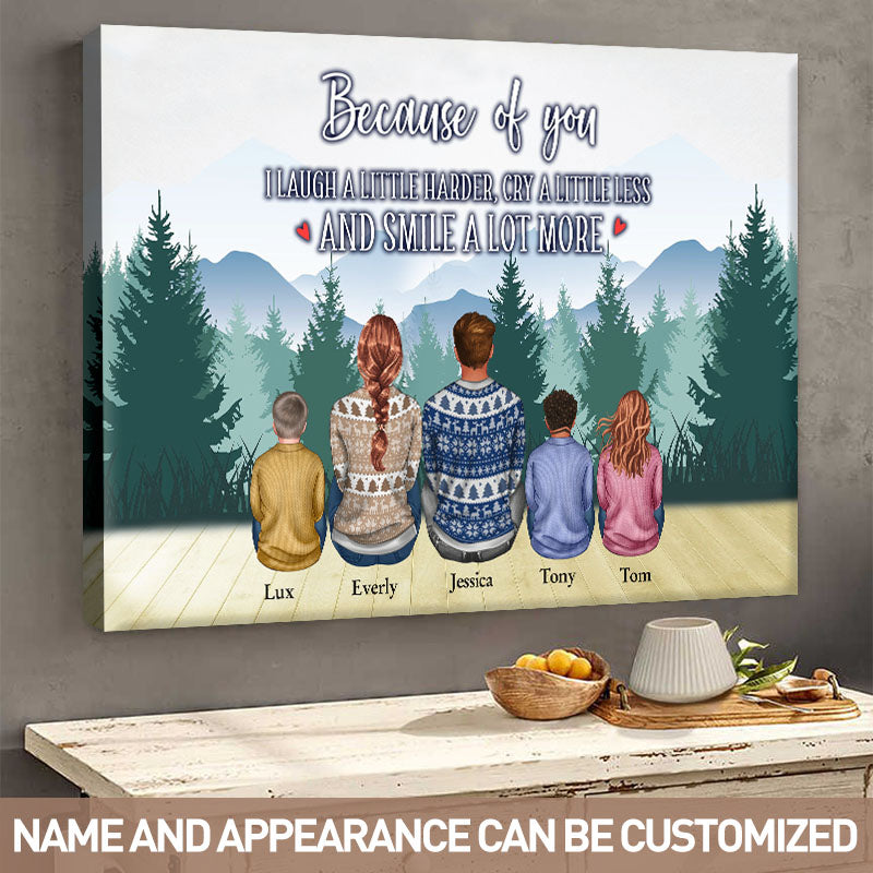Heartfelt Custom Family Canvas Gift - 'Laugh Harder, Smile More' Art