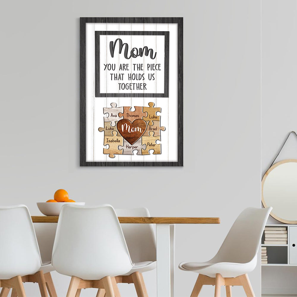 Personalized Mom Puzzle Canvas Art - "You're The Piece That Holds Us Together"
