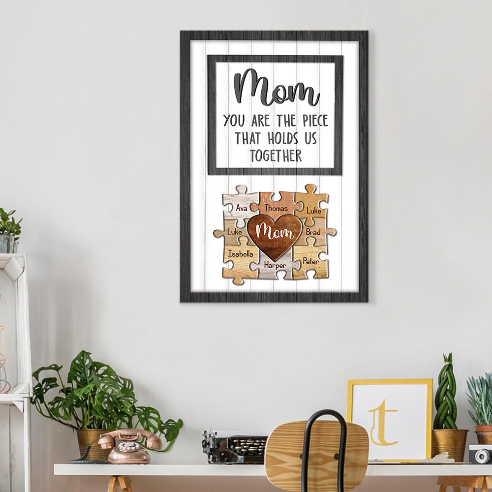 Personalized Mom Puzzle Canvas Art - "You're The Piece That Holds Us Together"