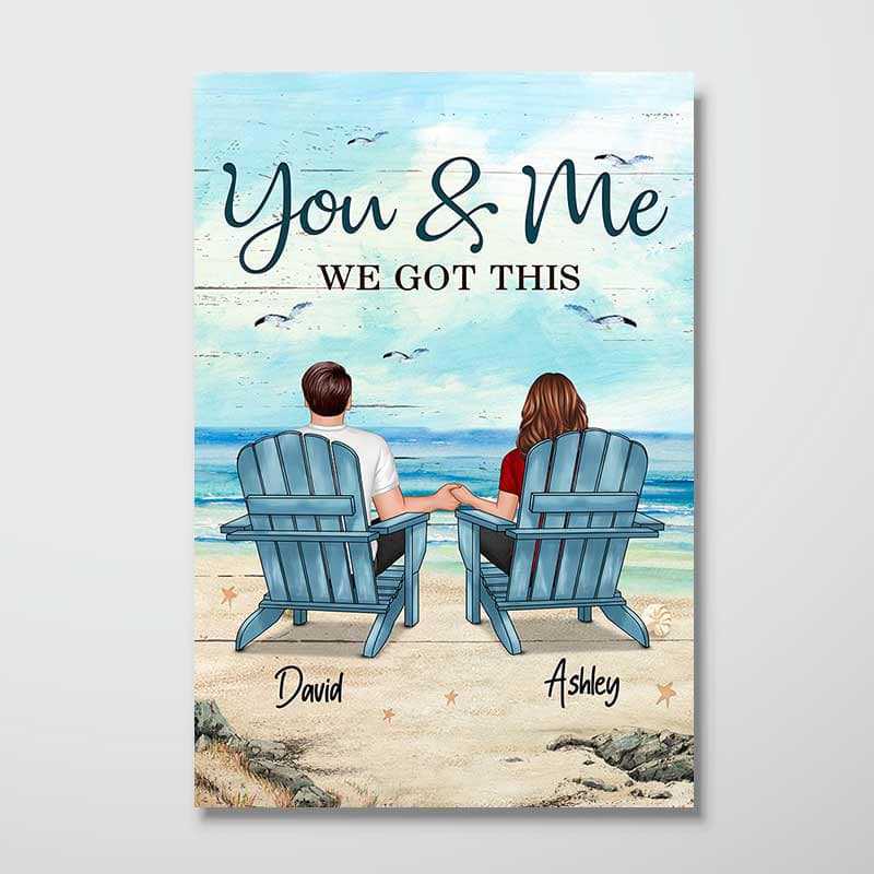 Heartfelt Personalized 'You & Me We Got This' Couple Beach Canvas