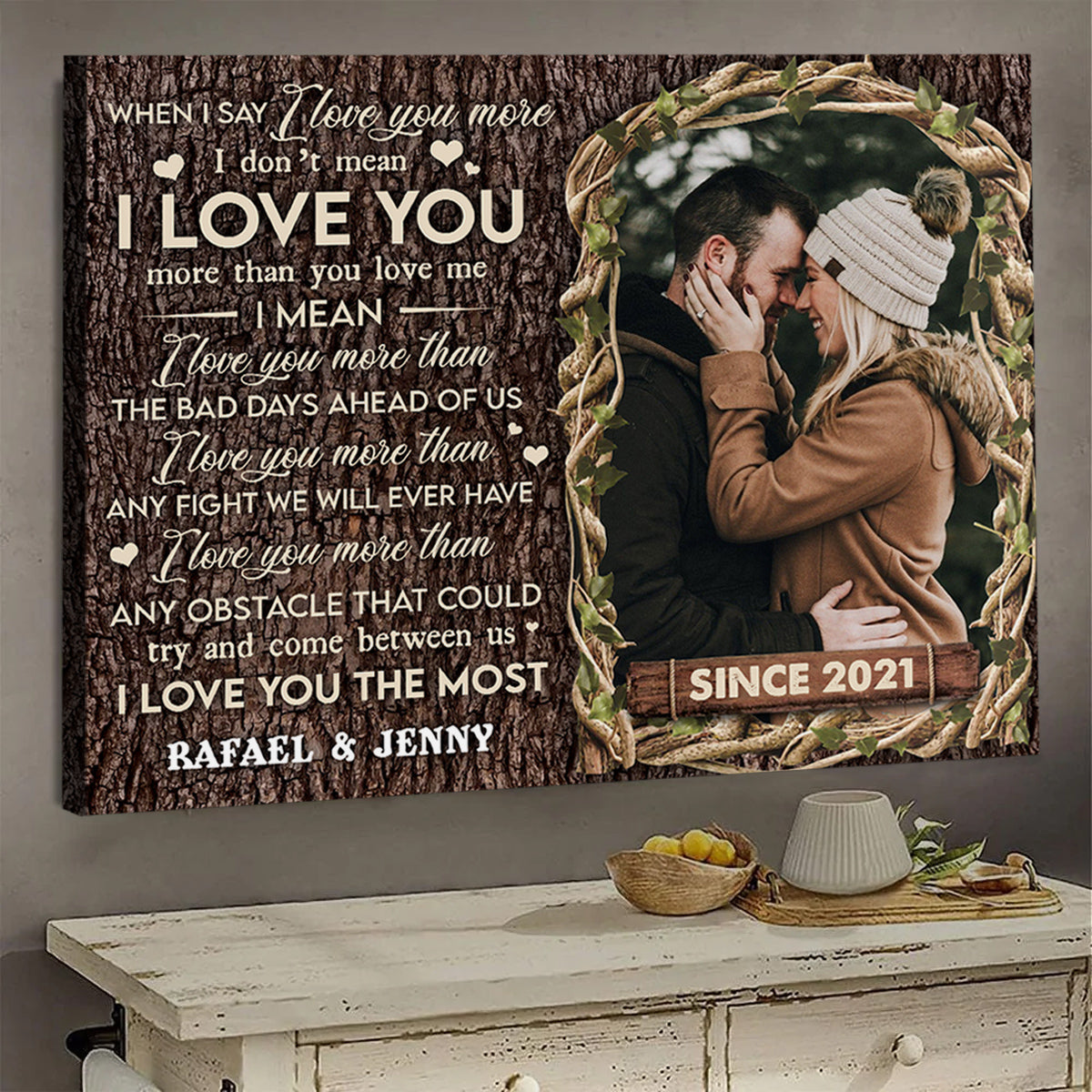 When I Say I Love You More - Personalized Couples Canvas / Poster