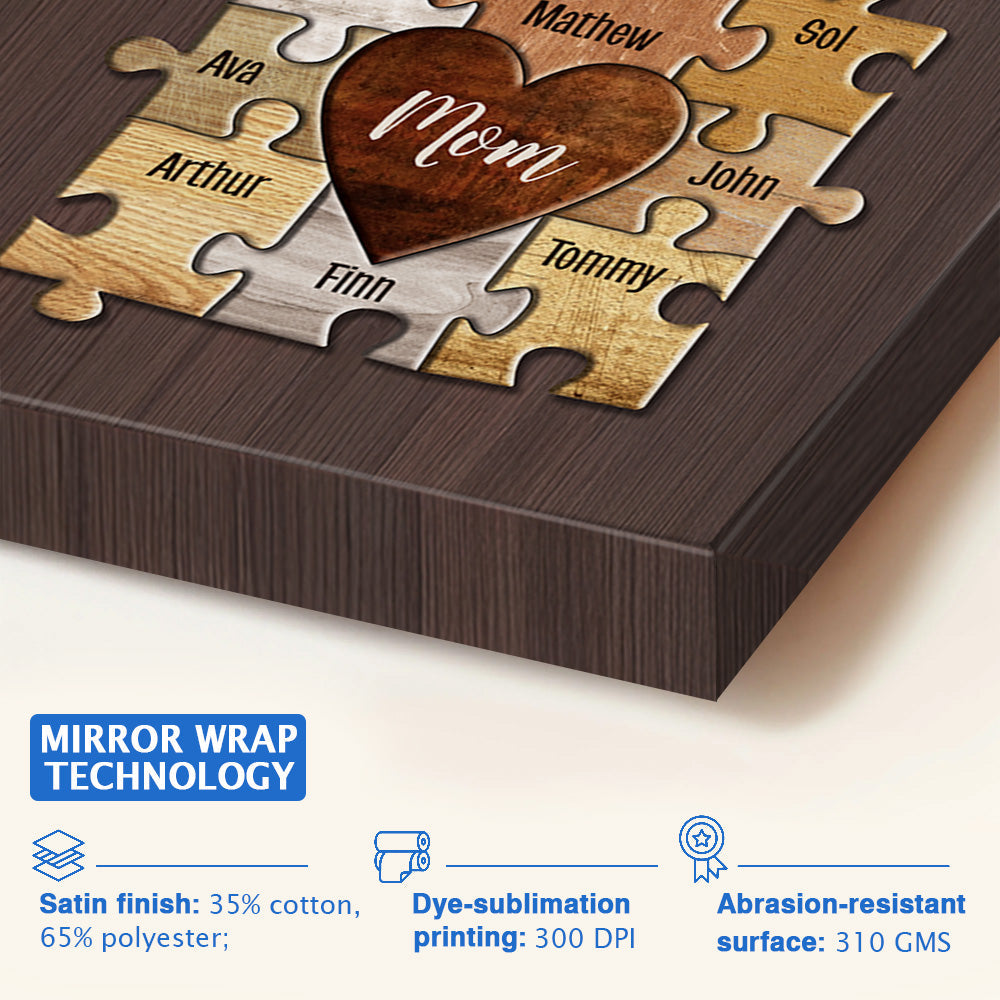 Personalized Mom Canvas: 'The Piece That Holds Us Together' Family Art