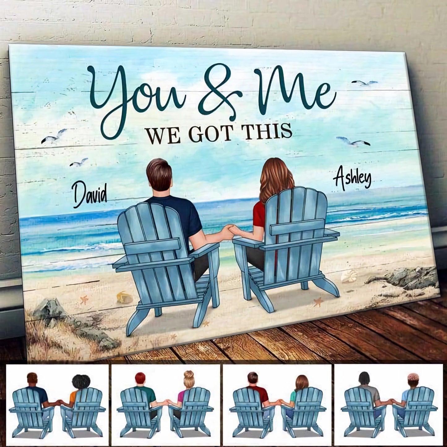 Heartfelt Personalized 'You & Me We Got This' Couple Beach Canvas