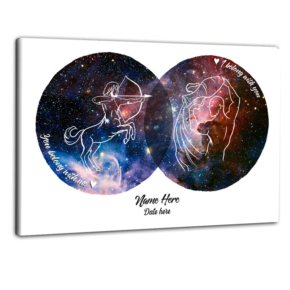Zodiac Couple Star Signs - Personalized Custom Love Canvas / Poster