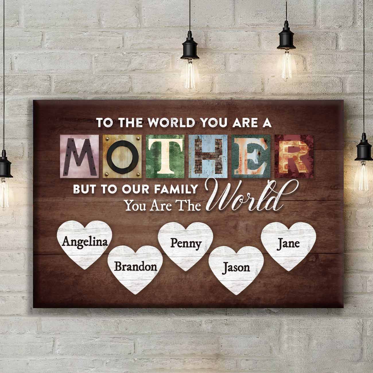 Custom "You Are The World" Canvas for Mother | Personalized Family Names