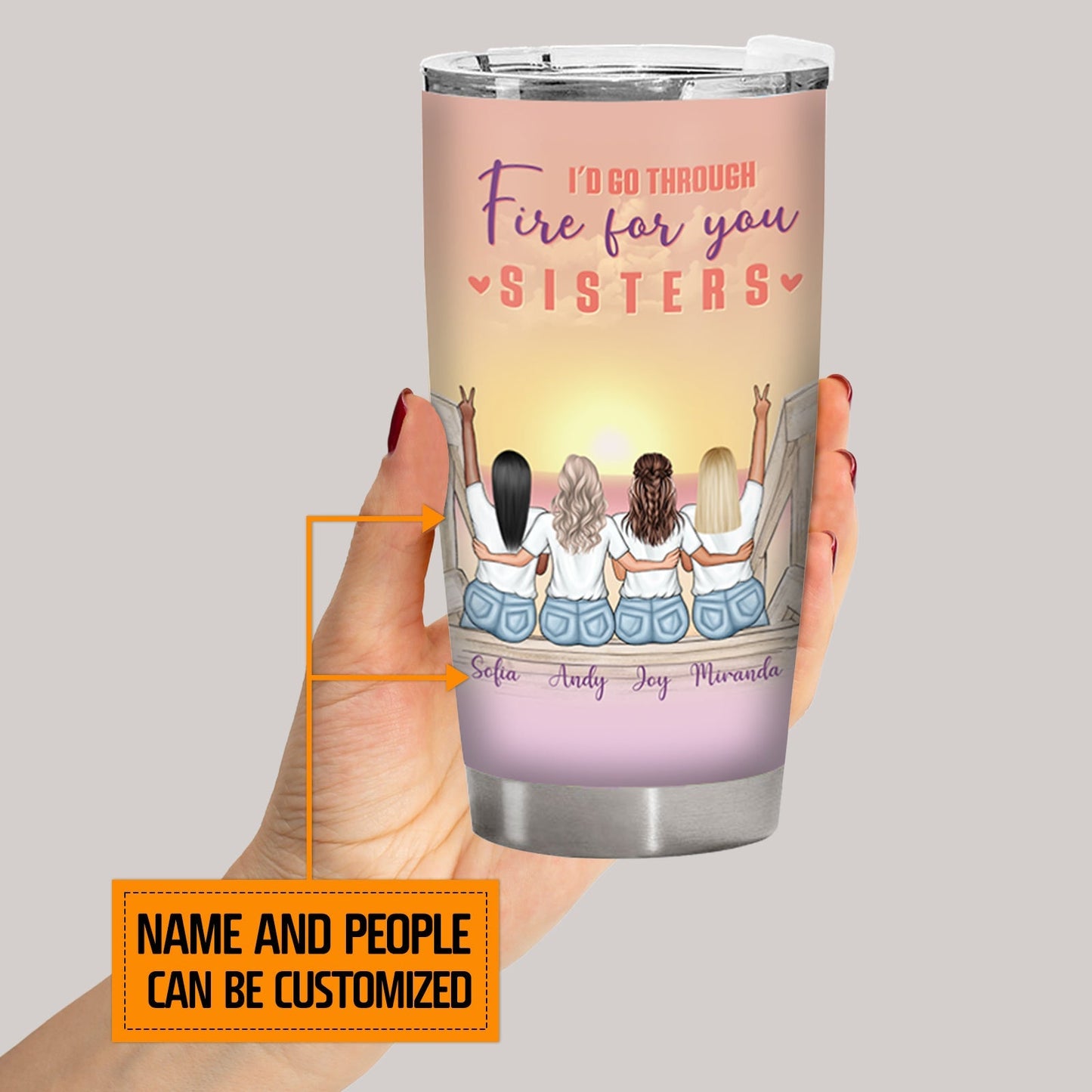 Custom Funny Sister Tumbler: 'Walk Through Fire' (Unless My Hair Gets Humid!)