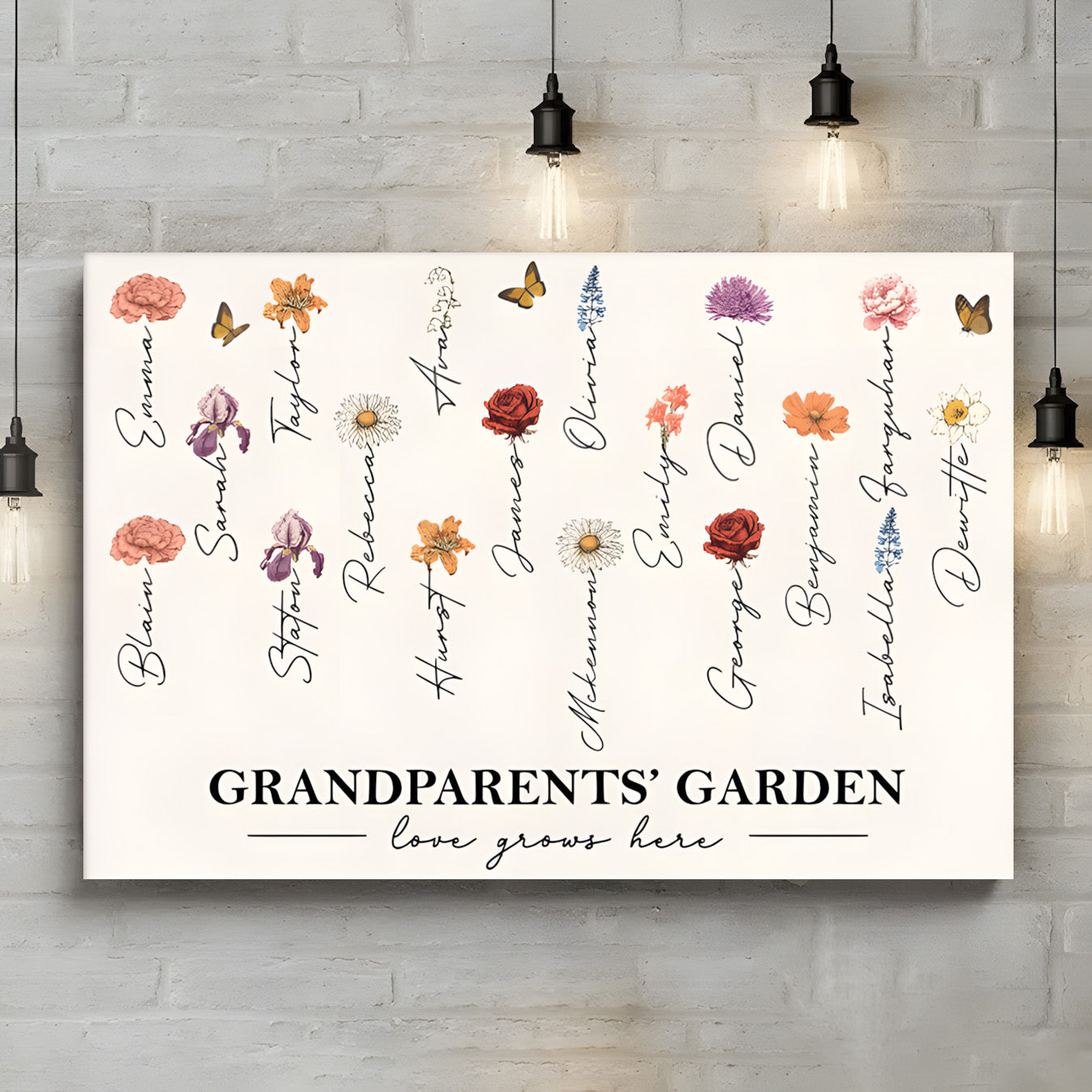 Personalized 'Love Grows Here' Grandparents' Garden Birth Month Canvas