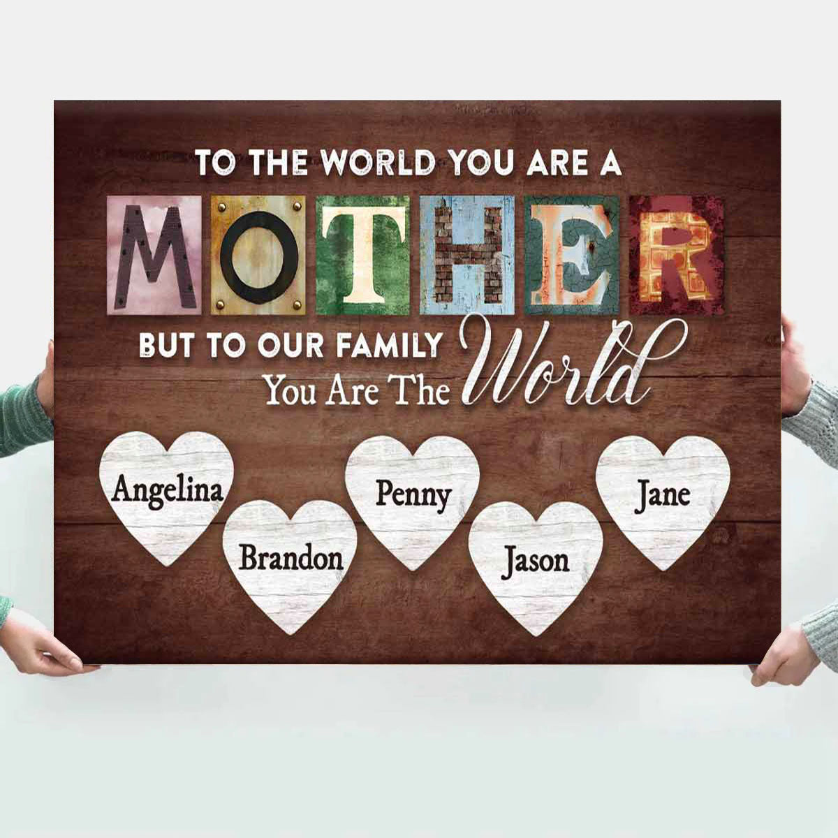 Custom "You Are The World" Canvas for Mother | Personalized Family Names