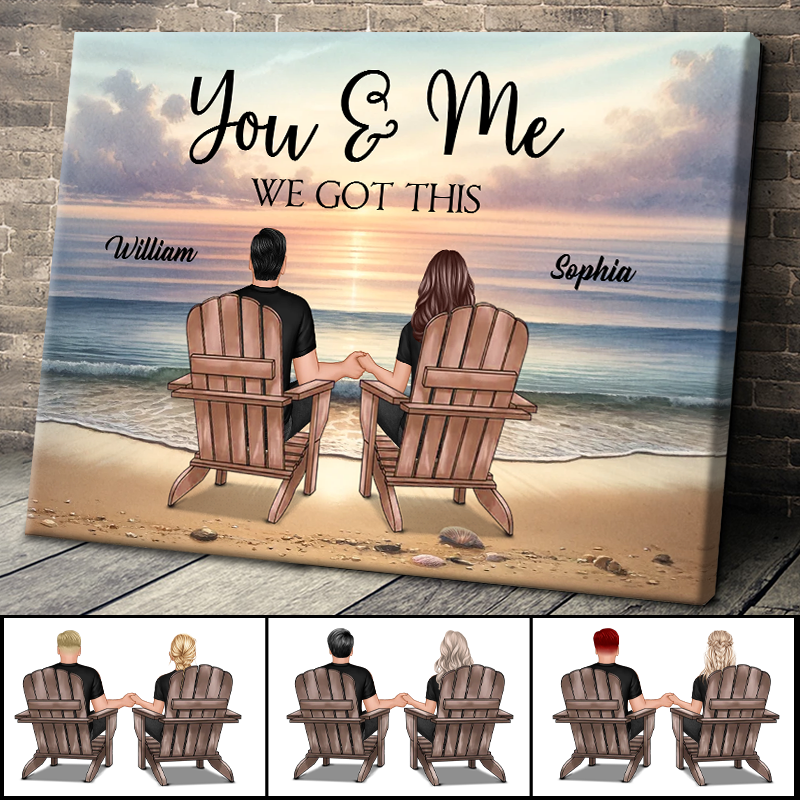 Personalized 'You & Me We Got This' Beach Couple Canvas Wall Art