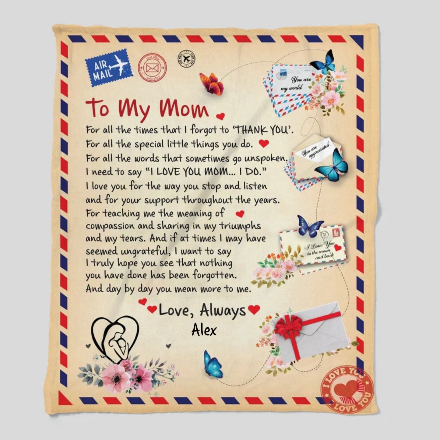 Personalized 'To My Mom' Blanket | Heartfelt Custom Gift for Mom