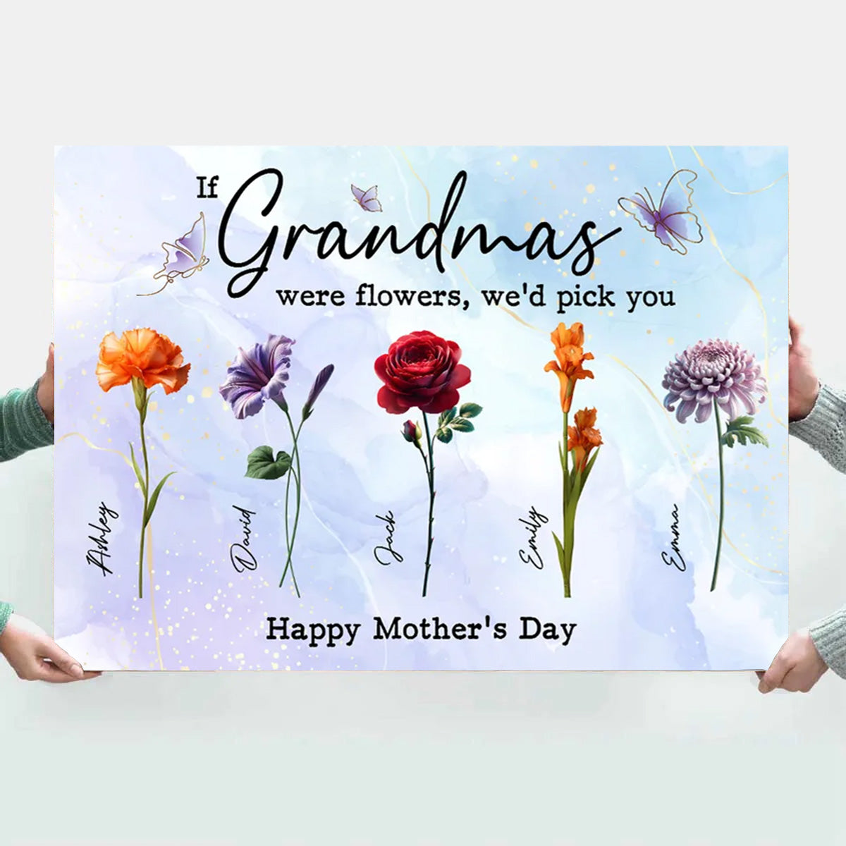 Personalized 'If Grandmas Were Flowers' Custom Canvas for Mom & Grandma