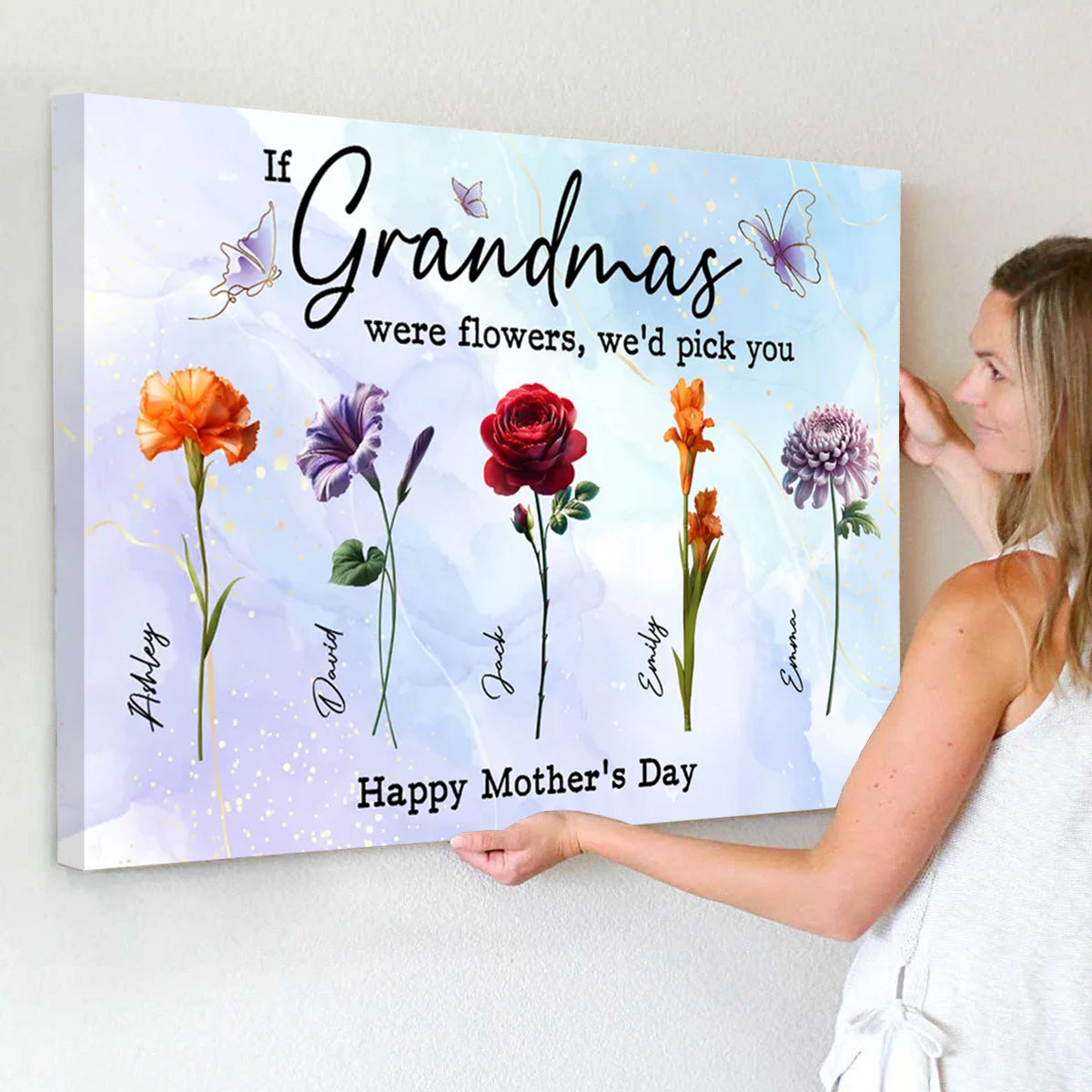 Personalized 'If Grandmas Were Flowers' Custom Canvas for Mom & Grandma