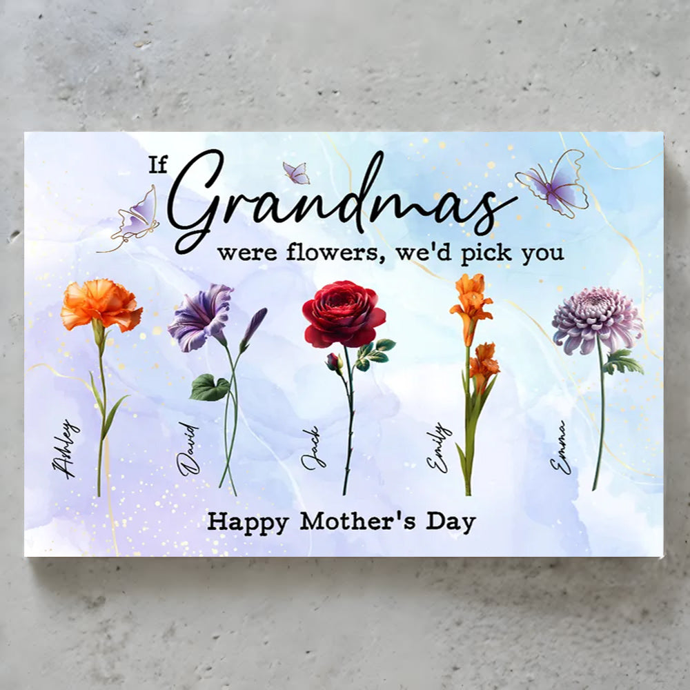 Personalized 'If Grandmas Were Flowers' Custom Canvas for Mom & Grandma