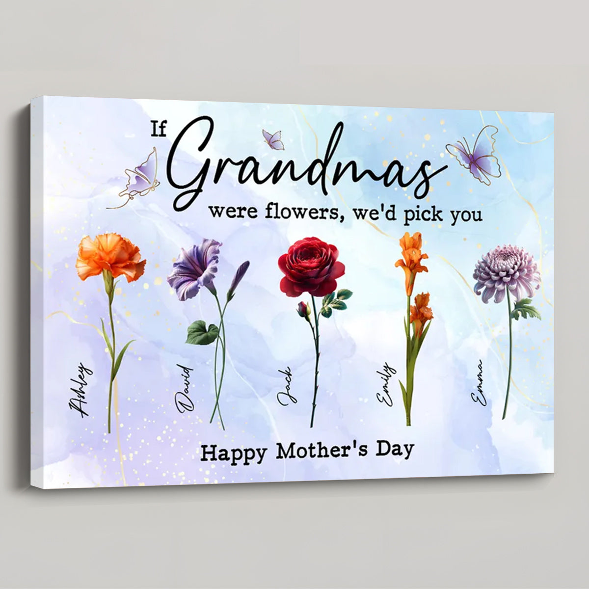 Personalized 'If Grandmas Were Flowers' Custom Canvas for Mom & Grandma