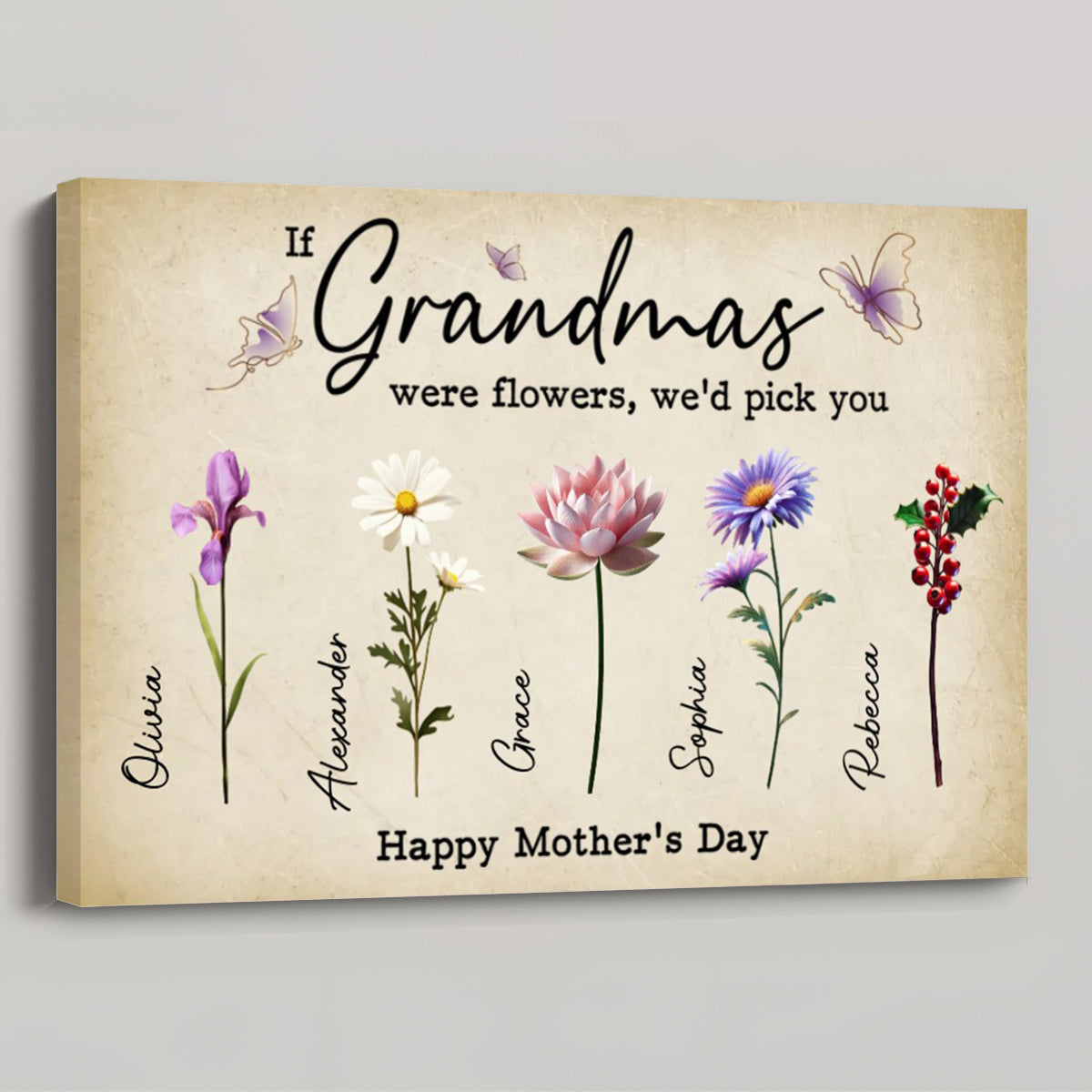Personalized 'If Grandmas Were Flowers' Custom Canvas for Mom & Grandma