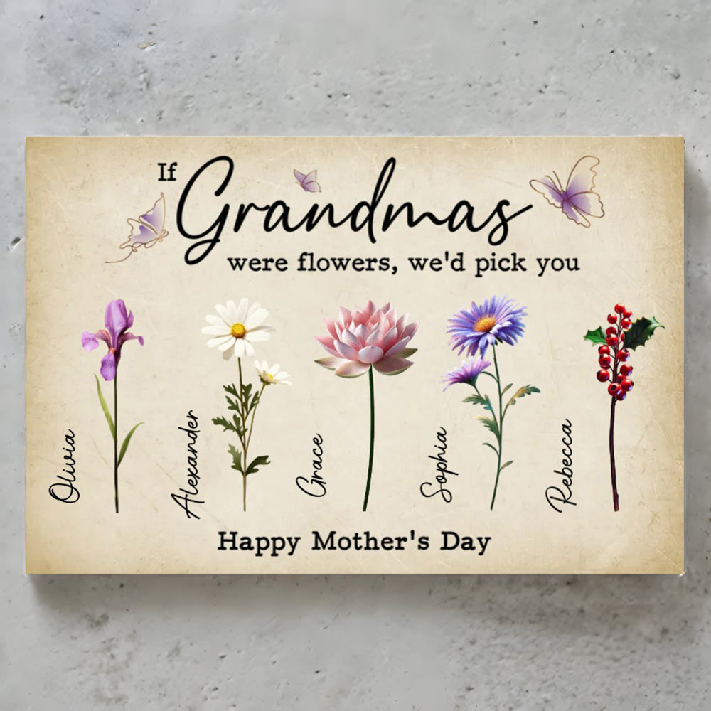 Personalized 'If Grandmas Were Flowers' Custom Canvas for Mom & Grandma
