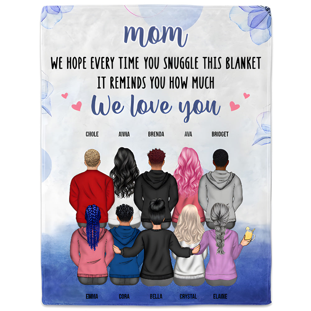 Personalized Family Blanket: 'We Love You' Heartfelt Gift for Mom & Grandma