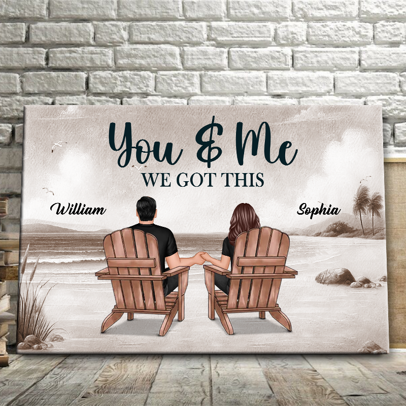 Heartfelt Personalized 'You & Me We Got This' Beach Couple Canvas Art