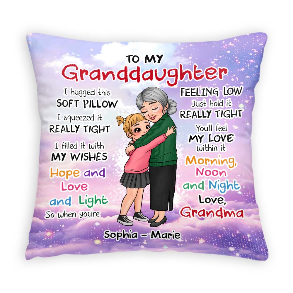 To My Granddaughter: A Hug of Love - Personalized Comfort Pillow