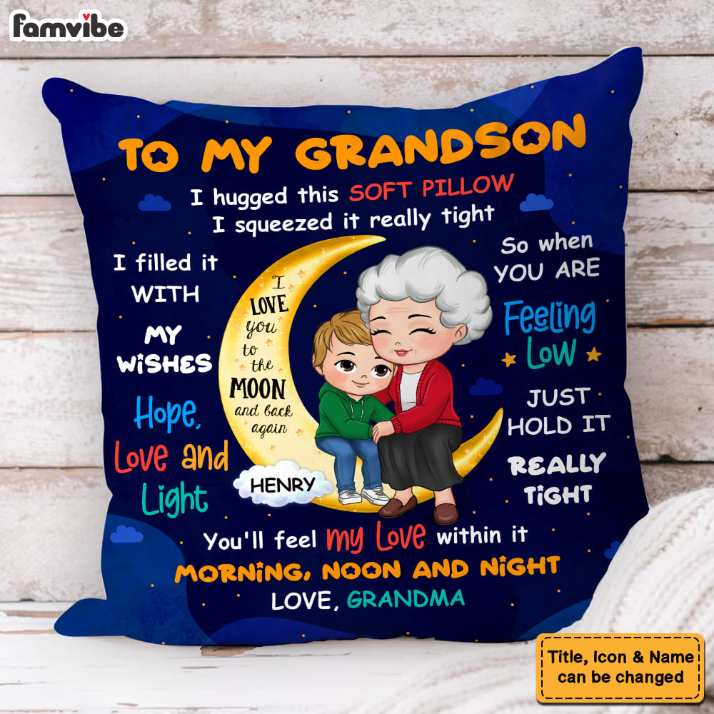 Personalized Grandma & Granddaughter Love You To The Moon Pillow