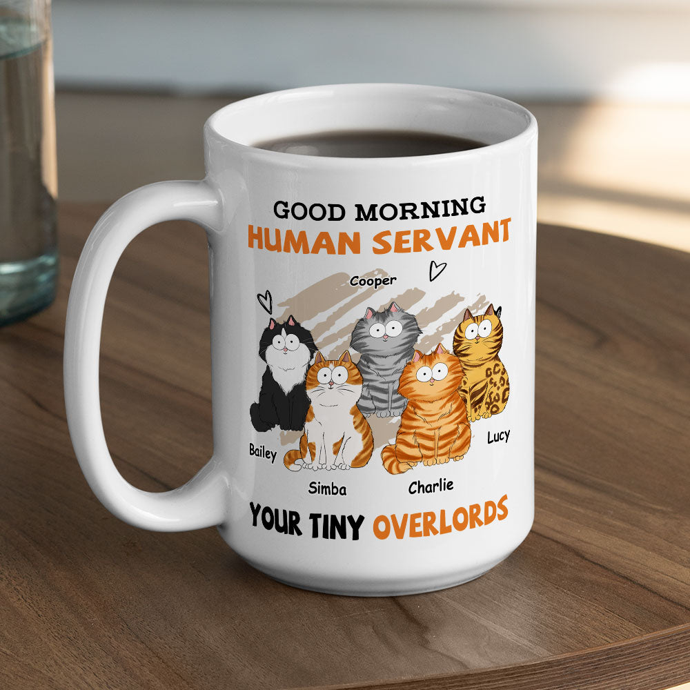Custom Personalized Cat Lover Mug: "Good Morning Human Servant" Coffee Gift
