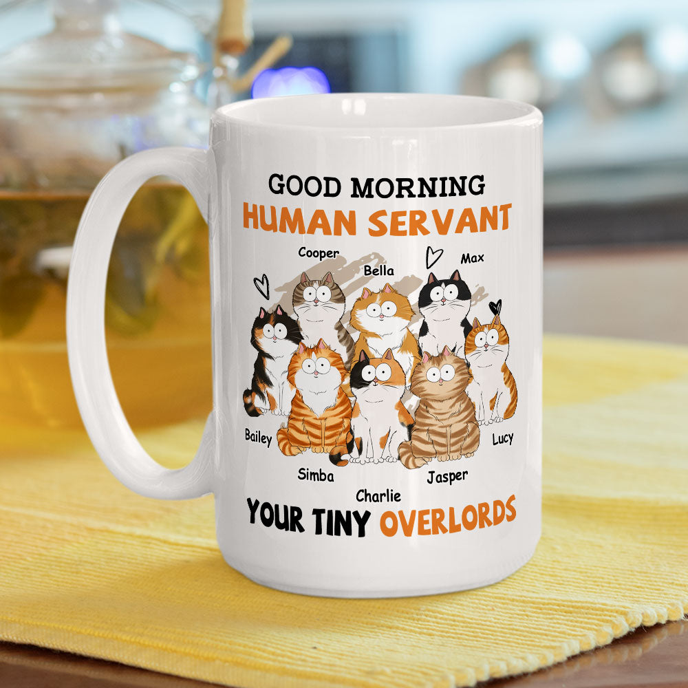 Custom Personalized Cat Lover Mug: "Good Morning Human Servant" Coffee Gift
