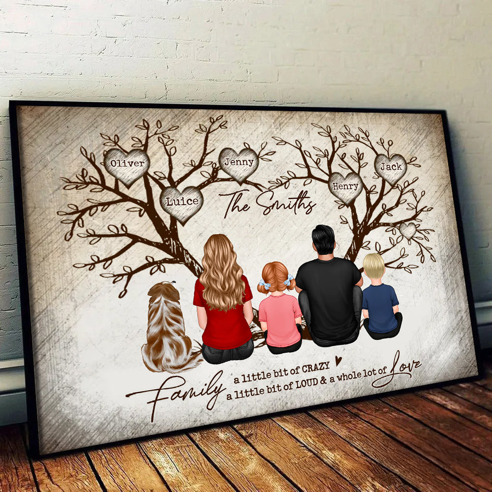 Personalized Family Tree Canvas - "A Little Bit of Crazy & Whole Lot of Love" Gift