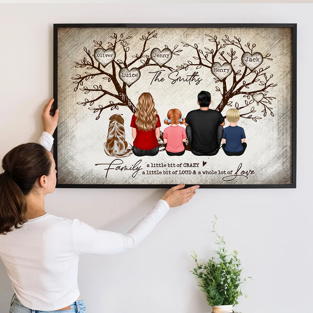 Personalized Family Tree Canvas - "A Little Bit of Crazy & Whole Lot of Love" Gift