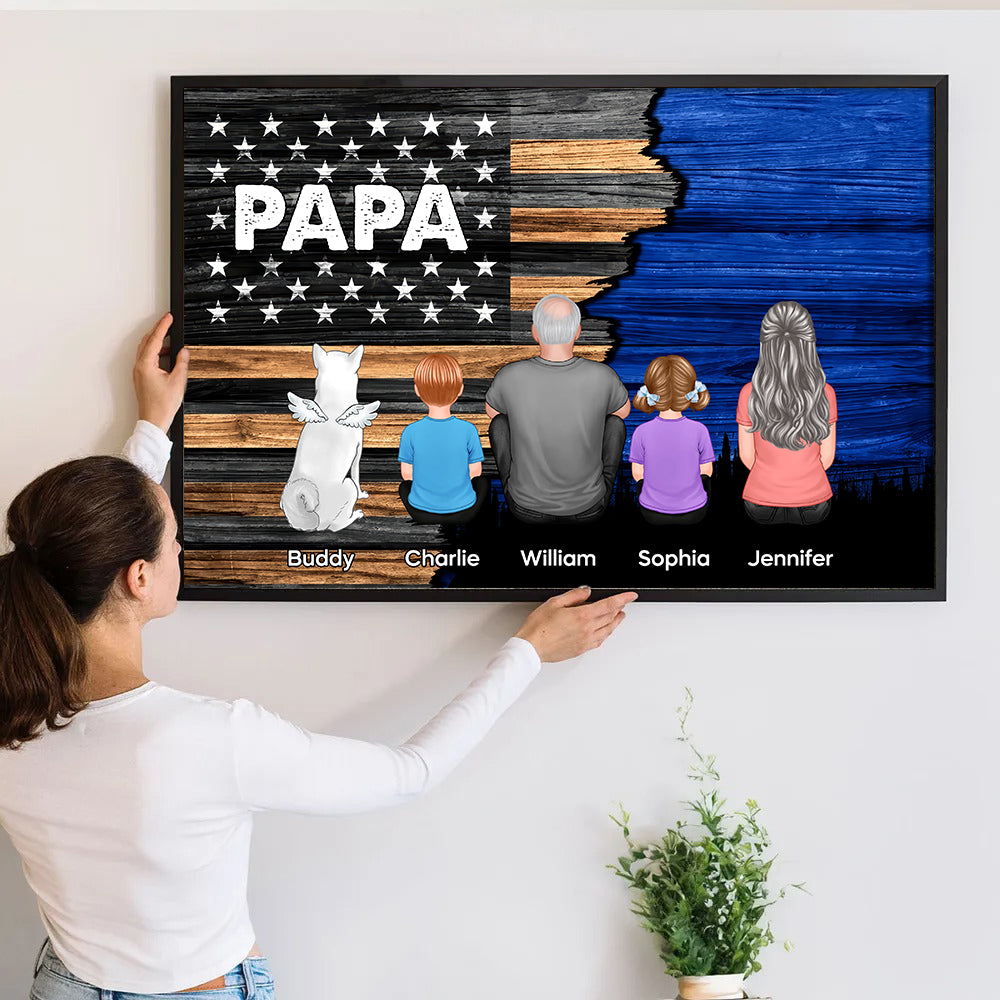Personalized DAD Canvas / Poster: Custom Family Silhouettes Wall Art for Fathers