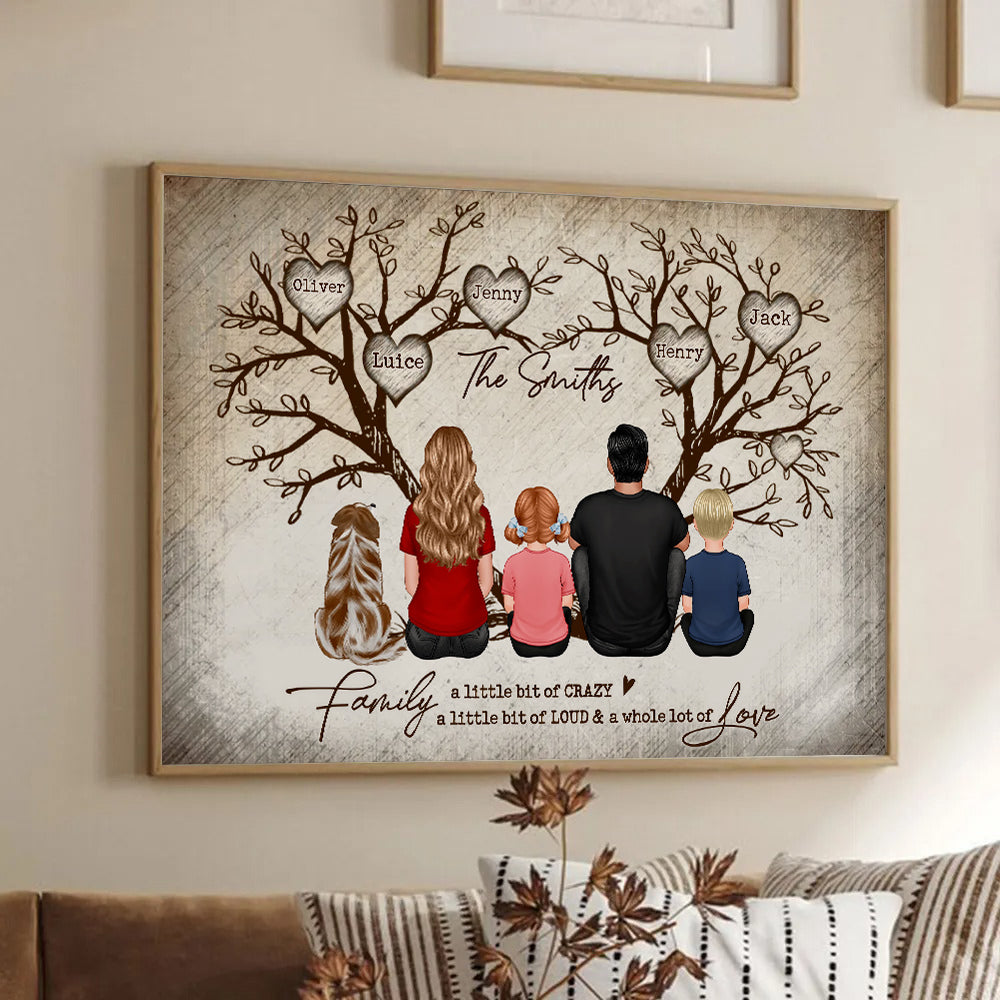 Personalized Family Tree Canvas - "A Little Bit of Crazy & Whole Lot of Love" Gift