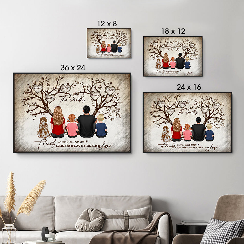 Personalized Family Tree Canvas - "A Little Bit of Crazy & Whole Lot of Love" Gift
